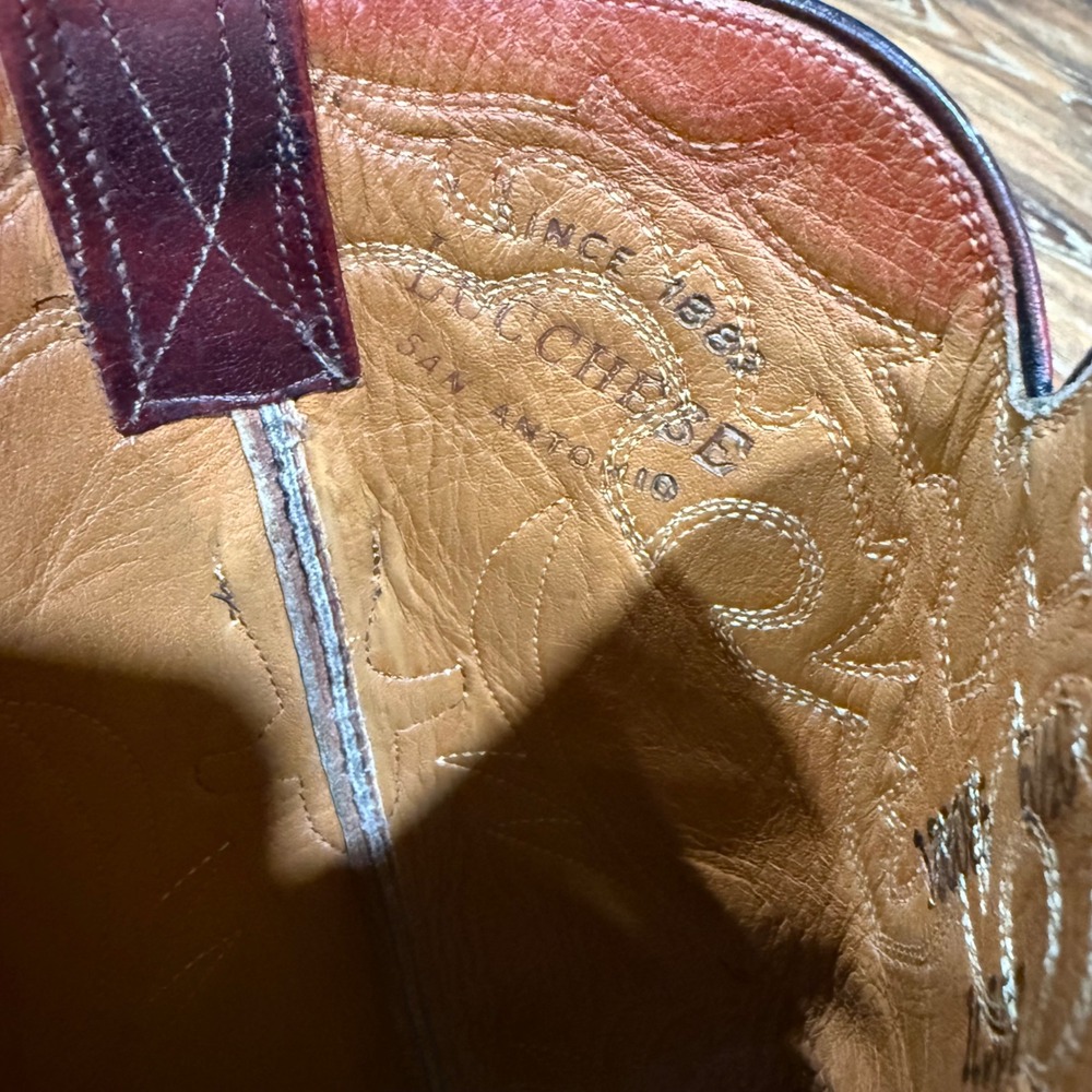 Lucchese 6.5B Western Cowboy Boots Womens Red Leather Vintage San Antonio - Picture 3 of 16